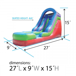 15 foot retro inflatable water slide 1710163561 15' Retro Rainbow Water Slide