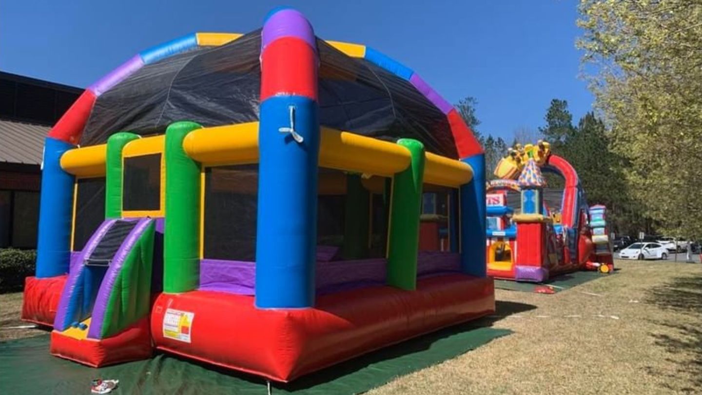 Inflating the bounce house