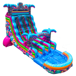 18' Dual Lane Hibiscus Water Slide