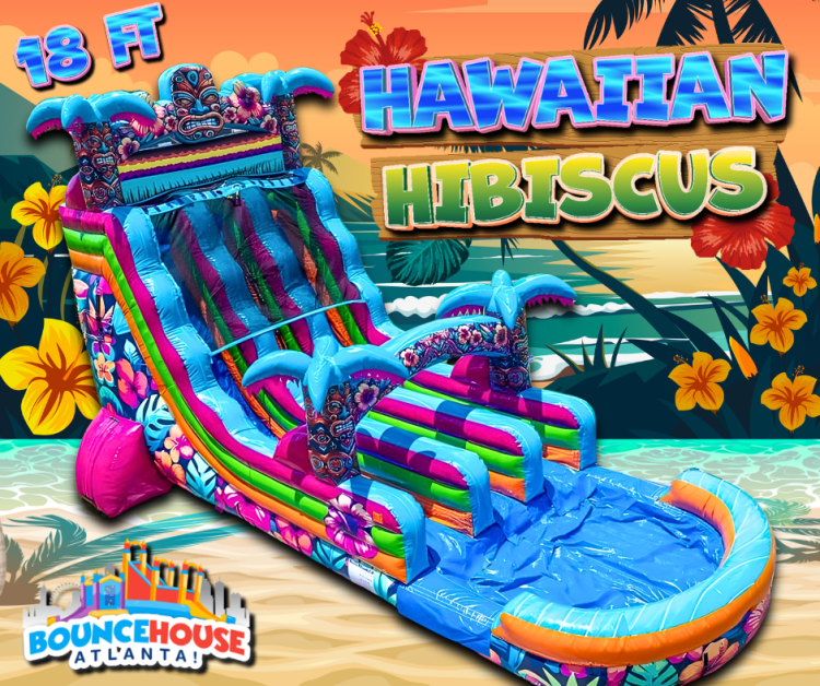 18' Dual Lane Hawaiian Hibiscus Water Slide