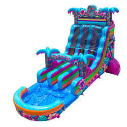 Hibiscus Dual Lane Water Slide 1752176159 18' Dual Lane Hibiscus Water Slide
