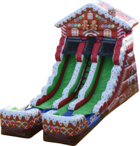 Gingerbread House Slide Rental Atlanta Gingerbread house 16 foot slide rental for community winter festival in Atlanta