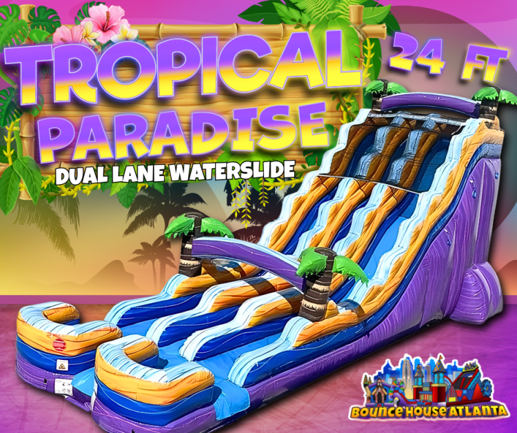 24' Tropical Paradise Dual Lane Water Slide
