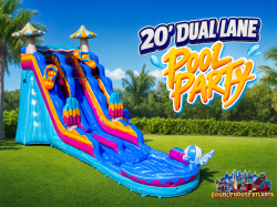 20' Pool Party Dual Lane Waterslide